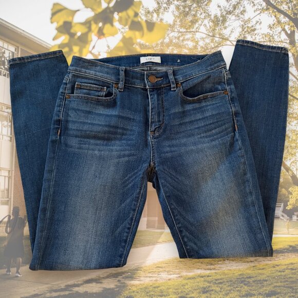 LOFT High Medium Wash High Rize Stretchy Skinny Cotton Jeans - Picture 2 of 10